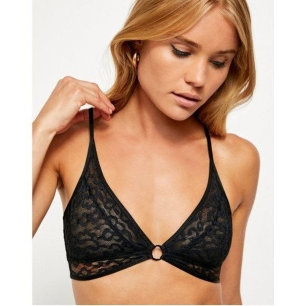 Free People Intimately Toni Lace Bralette Black
